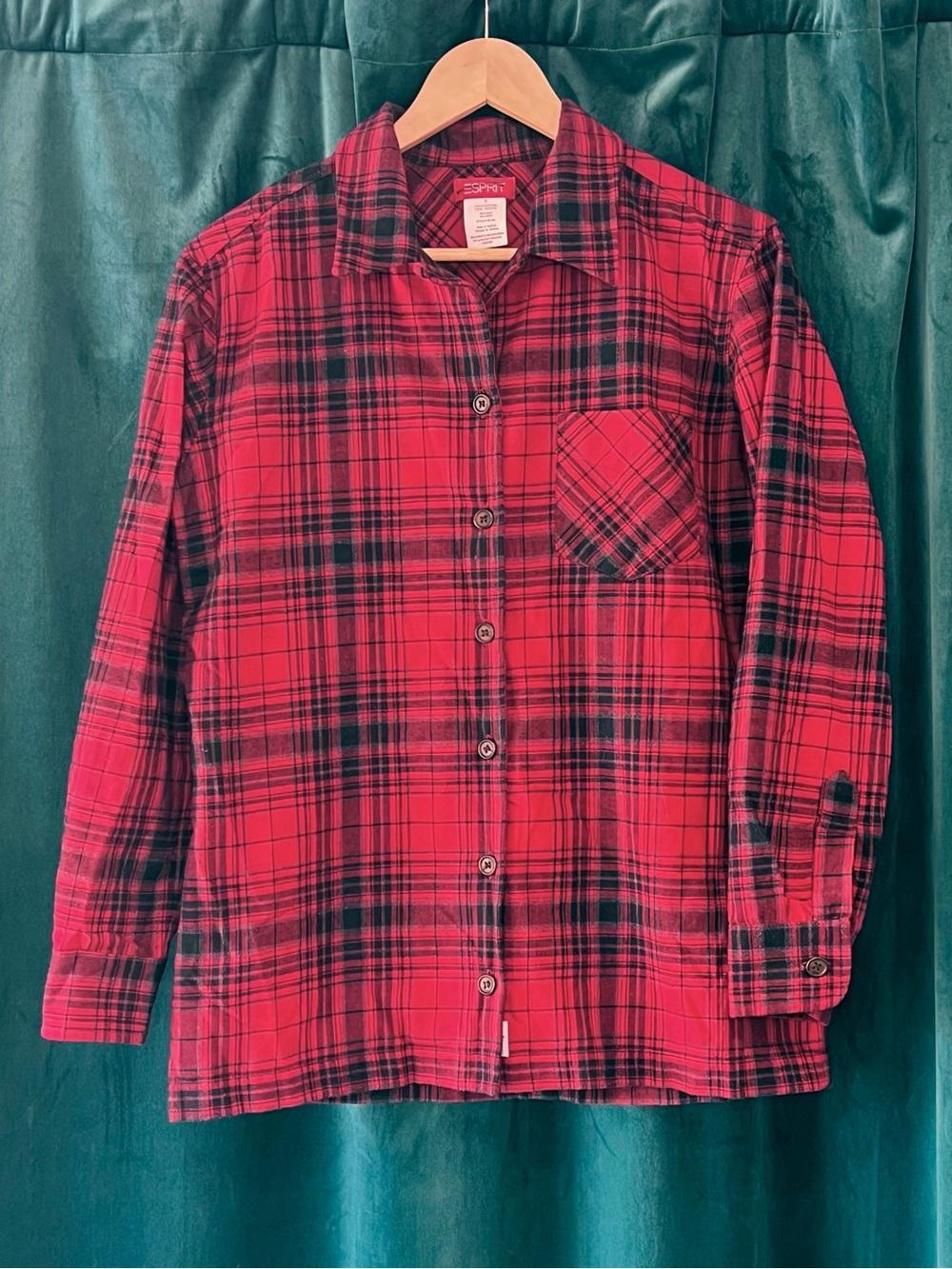 Vintage Esprit Red and Black Plaid Flannel Shirt